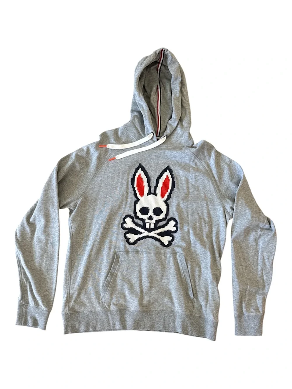 Psycho Bunny Grey Hoodie with Red & Black Bunny Embroidered Logo - Picture 1 of 7